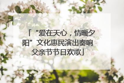 “爱在天心，情暖夕阳”文化惠民演出奏响父亲节节日欢歌