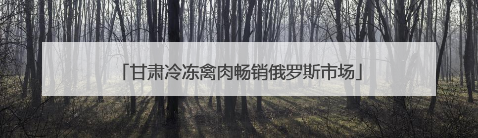 甘肃冷冻禽肉畅销俄罗斯市场