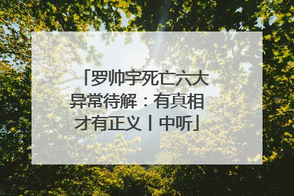 罗帅宇死亡六大异常待解：有真相才有正义丨中听