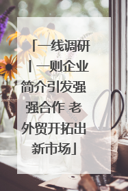 一线调研丨一则企业简介引发强强合作 老外贸开拓出新市场