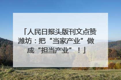 人民日报头版刊文点赞潍坊：把“当家产业”做成“担当产业”！