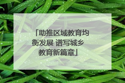 助推区域教育均衡发展 谱写城乡教育新篇章