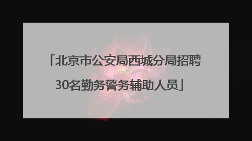 北京市公安局西城分局招聘30名勤务警务辅助人员