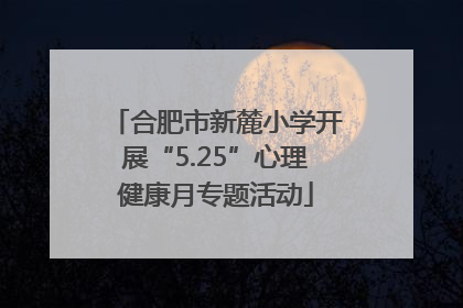 合肥市新麓小学开展“5.25”心理健康月专题活动