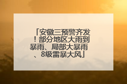 安徽三预警齐发！部分地区大雨到暴雨、局部大暴雨、8级雷暴大风