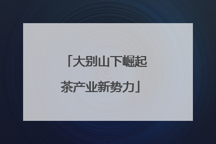 大别山下崛起茶产业新势力