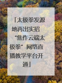 太极拳发源地再出实招 “焦作云端太极拳”网络直播教学平台开通