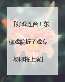 好戏连台！东柳戏院折子戏专场即将上演