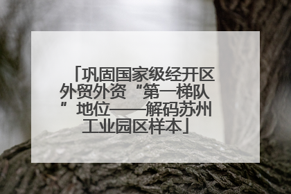 巩固国家级经开区外贸外资“第一梯队”地位——解码苏州工业园区样本