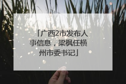 广西2市发布人事信息，梁枫任横州市委书记