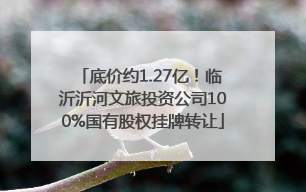 底价约1.27亿！临沂沂河文旅投资公司100%国有股权挂牌转让