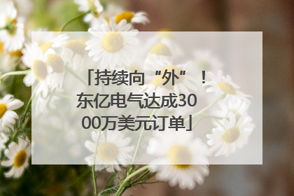 持续向“外”！东亿电气达成3000万美元订单