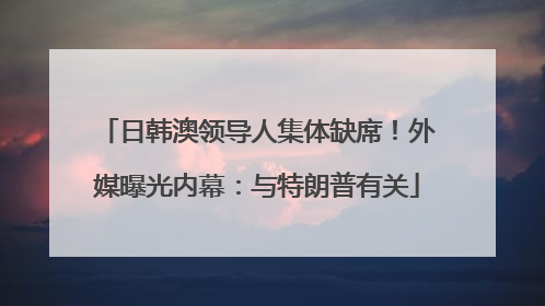日韩澳领导人集体缺席！外媒曝光内幕：与特朗普有关