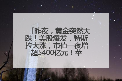 昨夜，黄金突然大跌！美股爆发，特斯拉大涨，市值一夜增超5400亿元！苹果传来大消息