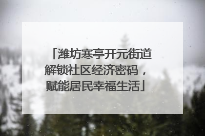 潍坊寒亭开元街道解锁社区经济密码，赋能居民幸福生活