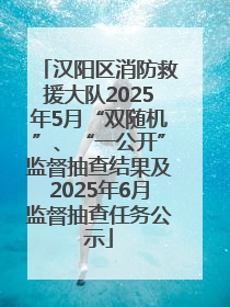 汉阳区消防救援大队2025年5月“双随机”、“一公开”监督抽查结果及2025年6月监督抽查任务公示