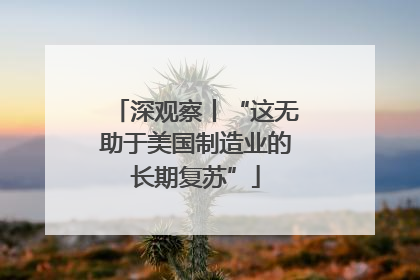 深观察丨“这无助于美国制造业的长期复苏”