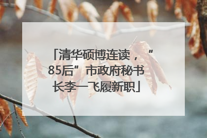清华硕博连读，“85后”市政府秘书长李一飞履新职