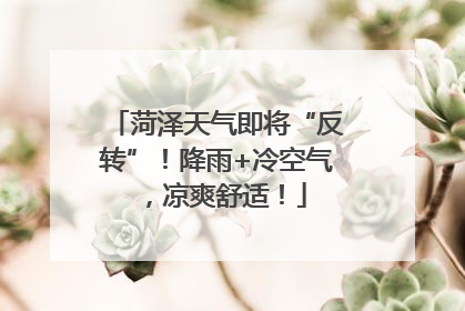 菏泽天气即将“反转”！降雨+冷空气，凉爽舒适！