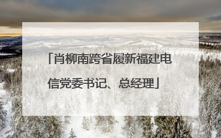 肖柳南跨省履新福建电信党委书记、总经理