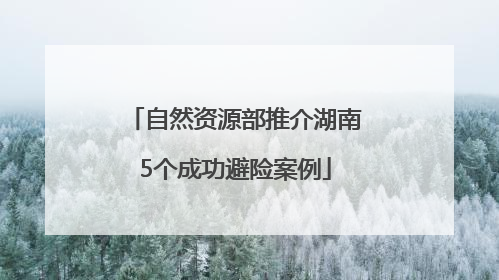 自然资源部推介湖南5个成功避险案例