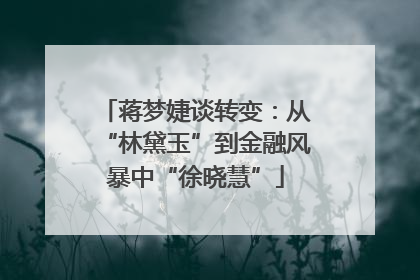 蒋梦婕谈转变：从“林黛玉”到金融风暴中“徐晓慧”