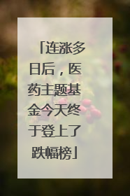 连涨多日后，医药主题基金今天终于登上了跌幅榜