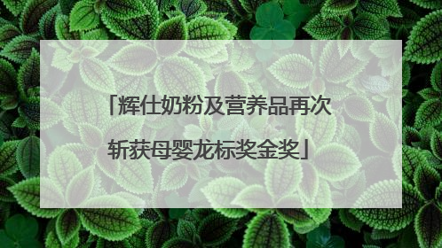 辉仕奶粉及营养品再次斩获母婴龙标奖金奖