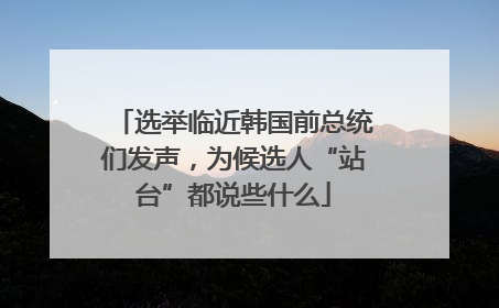 选举临近韩国前总统们发声，为候选人“站台”都说些什么