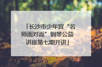 长沙市少年宫“名师面对面”钢琴公益讲座第七期开讲
