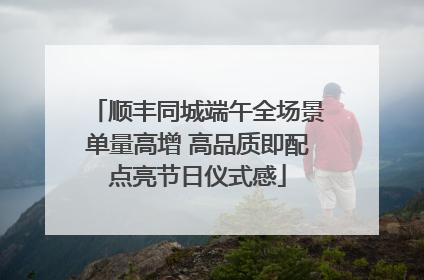 顺丰同城端午全场景单量高增 高品质即配点亮节日仪式感