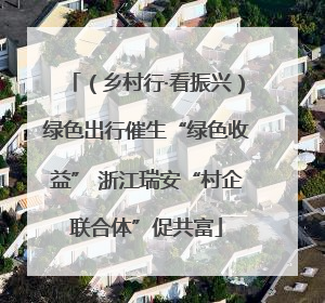 （乡村行·看振兴）绿色出行催生“绿色收益” 浙江瑞安“村企联合体”促共富
